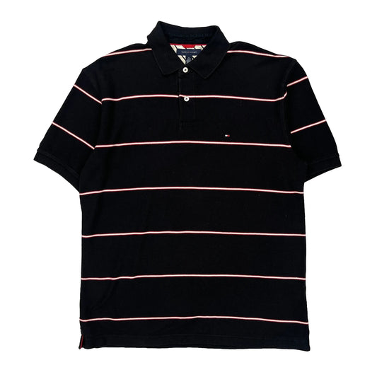 Tommy Hilfiger Striped Polo Shirt - XL Black Cotton