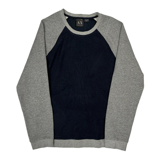 Armani Exchange Raglan Long Sleeve T-Shirt - Medium Grey Cotton