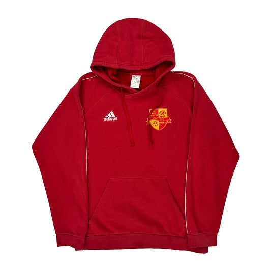 Adidas Football Hoodie - Large Red Cotton