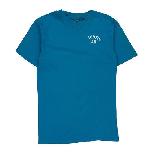Single Stitch Hanes T-Shirt - Medium Blue Cotton Blend