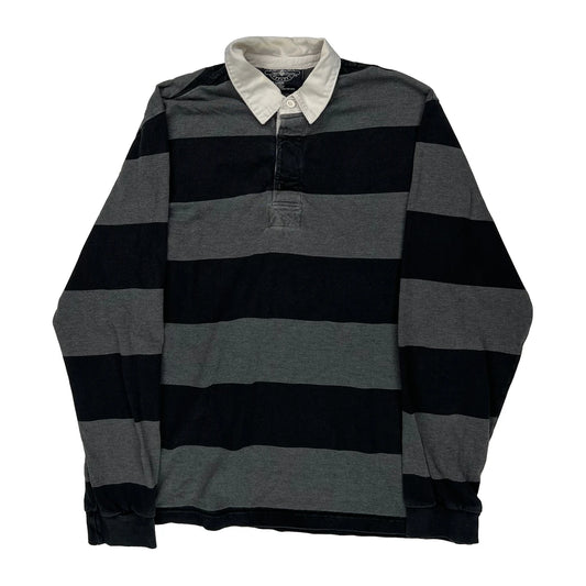 Charles River Apparel Striped Rugby Shirt - Large Black Cotton