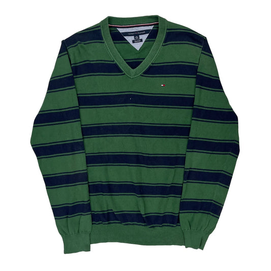 Tommy Hilfiger Striped Jumper - XL Green Cotton
