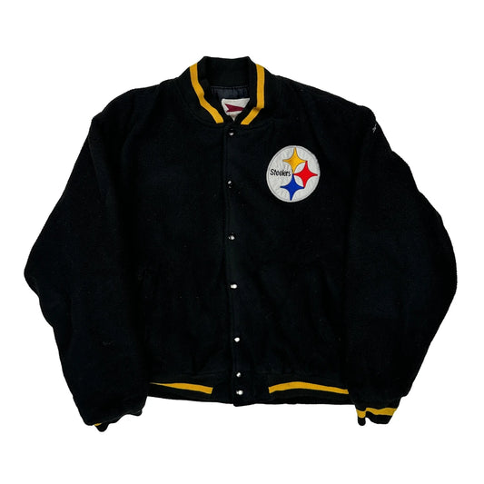 Vintage Steelers, Made In USA Pro Elite Football Varsity Jacket - Large Black Polyester
