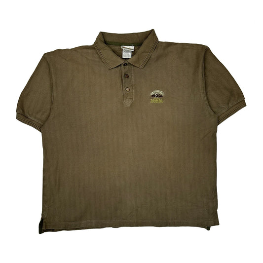 Animal Kingdom Disney Graphic Polo Shirt - XL Brown Cotton