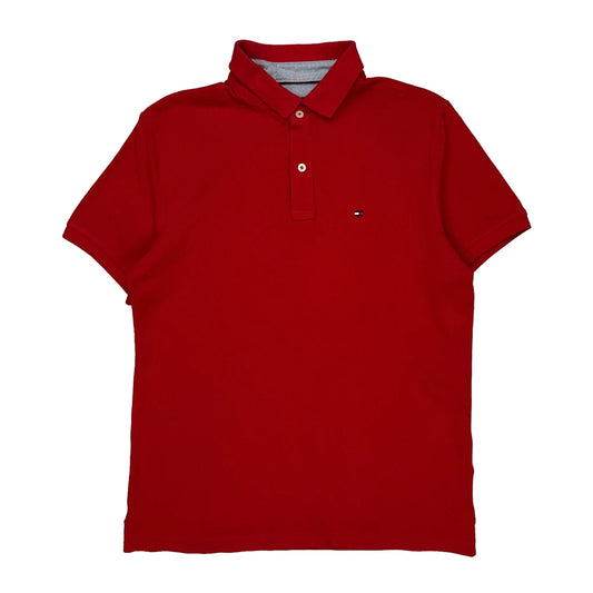 Tommy Hilfiger Polo Shirt - Medium Red Cotton