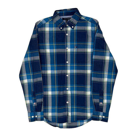 Vintage Tommy Hilfiger Checked Shirt - Small Blue Cotton
