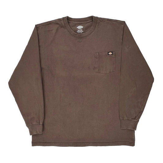 Dickies Long Sleeve T-Shirt - XL Brown Cotton