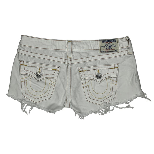 Vintage True Religion Denim Shorts - 28W UK 4 White Cotton