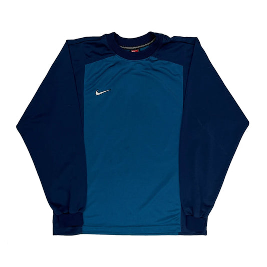 Made In USA Nike Long Sleeve T-Shirt - Medium Blue Polyester