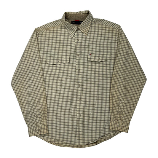 Tommy Hilfiger Checked Shirt - Large Beige Cotton