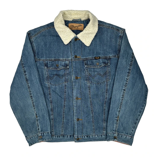 Authentic Western Wrangler Sherpa Lined Denim Jacket - Medium Blue Denim