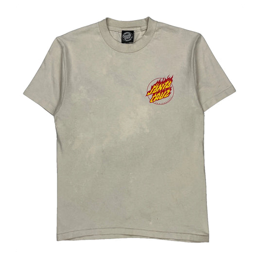 Flame Logo Santa Cruz Graphic T-Shirt - Small Beige Cotton