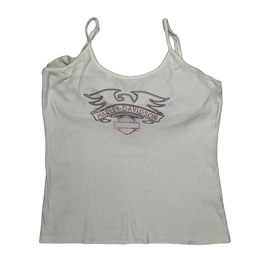 Vintage Daytona Harley Davidson Graphic Top - XL White Cotton