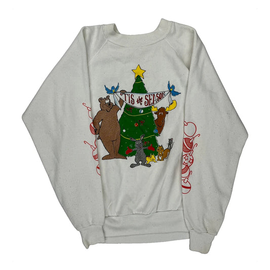 Fruit Of The Loom Christmas Sweatshirt - Large White Cotton