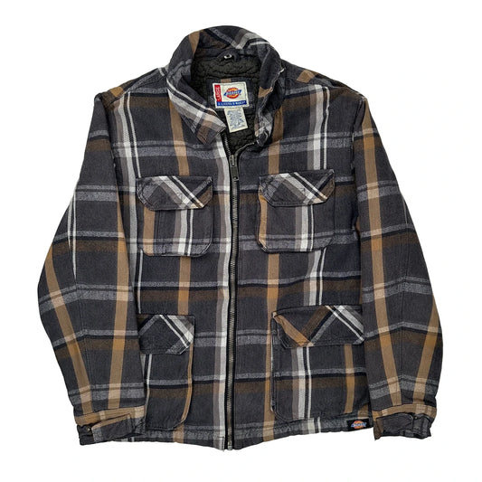 Dickies Checked Jacket - Large Brown Cotton