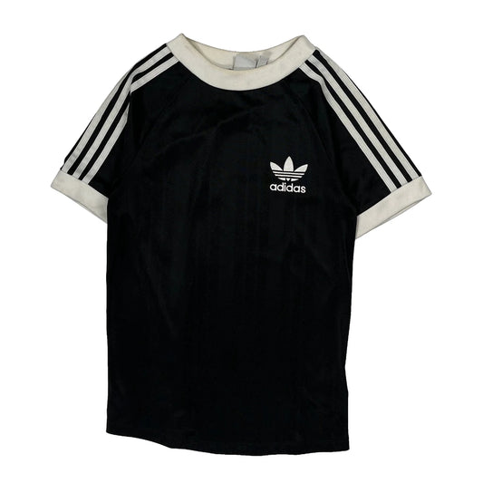Vintage Adidas Striped T-Shirt - Small Black Polyester