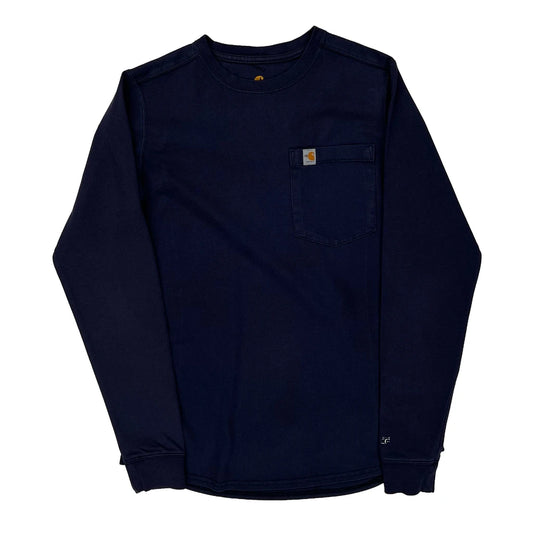 Carhartt Long Sleeve T-Shirt - XS Navy Cotton