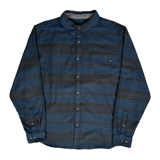 Vintage Marmot Striped Shirt - XL Blue Cotton