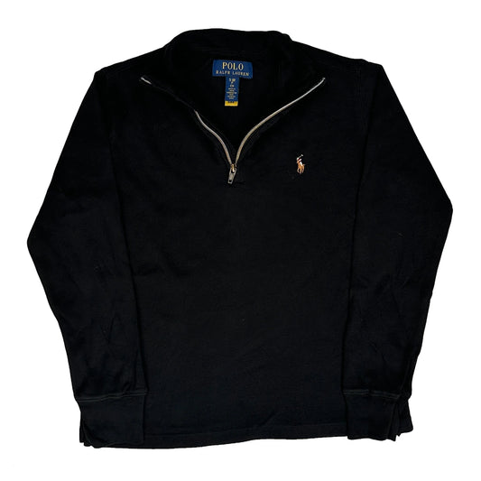 Vintage Age 6-7 Polo By Ralph Lauren 1/4 Zip - Small Black Cotton