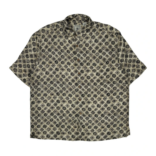 Roundtree & Yorke Short Sleeve Shirt - Large Beige Viscose