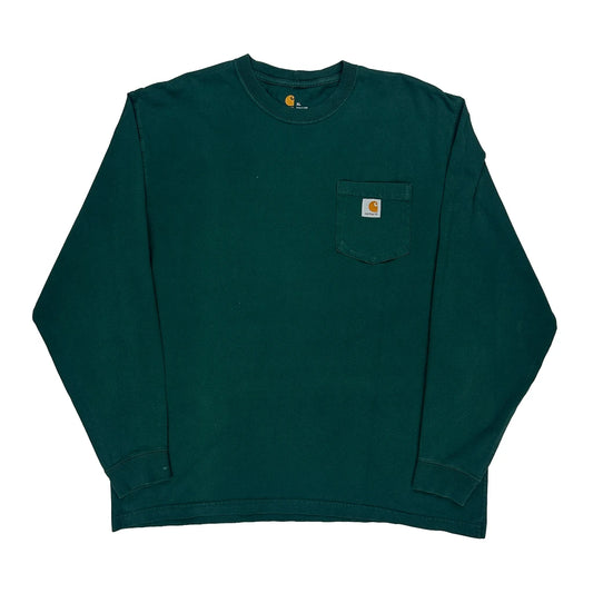 Carhartt Long Sleeve T-Shirt - XL Green Cotton
