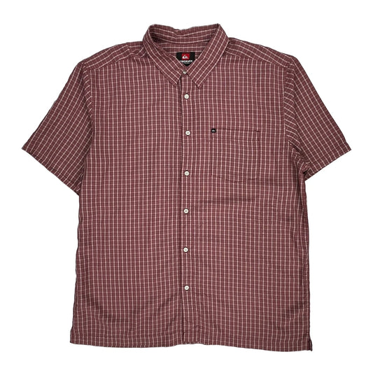 Quiksilver Checked Short Sleeve Shirt - 2XL Red Cotton