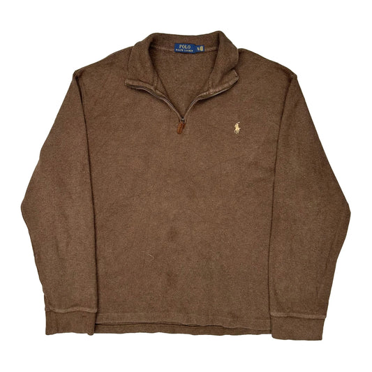 Polo By Ralph Lauren 1/4 Zip - XL Brown Knitted