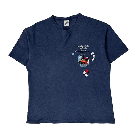 Pocket Graphic Warner Bros Graphic T-Shirt - Large Navy Cotton