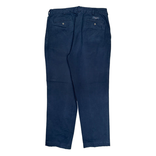 Polo By Ralph Lauren Pleated Trousers - 36W 31L Blue Cotton