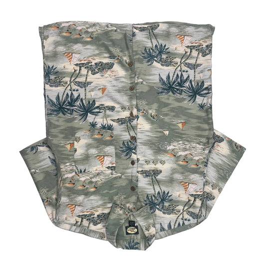 Tommy Bahama Floral Hawaiian Shirt - Medium Green Cotton