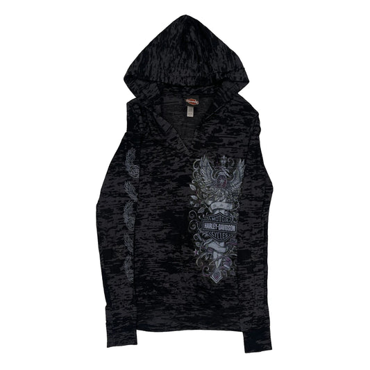 Austin, Texas Harley Davidson Graphic Long Sleeve T-Shirt - Small Black Cotton