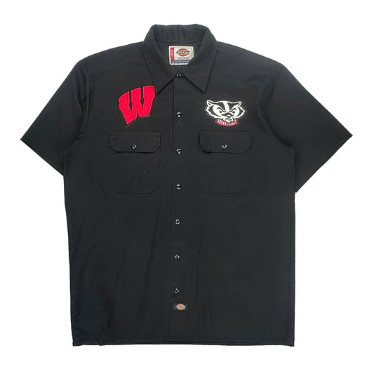 Wisconsin Badgers Dickies College Short Sleeve Shirt - Large Black Polyester Blend