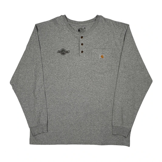 Vintage Loose Fit Carhartt Long Sleeve T-Shirt - XL Grey Cotton