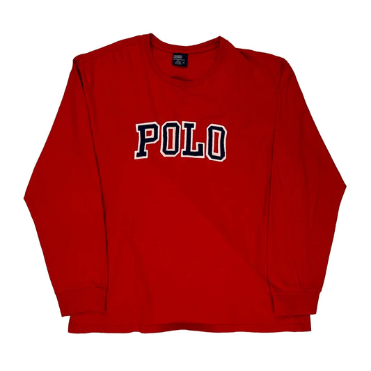Polo By Ralph Lauren Spellout Long Sleeve T-Shirt - XL Red Cotton