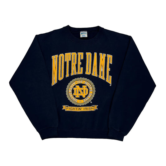 Notre Dame Cheetah College Sweatshirt - Large Navy Cotton Blend