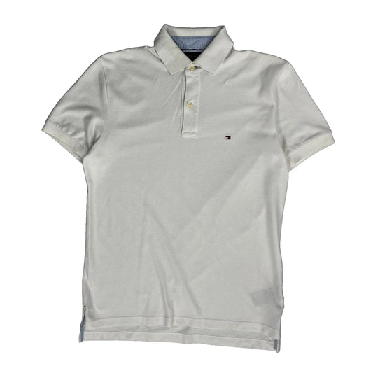 Tommy Hilfiger Polo Shirt - Small White Cotton