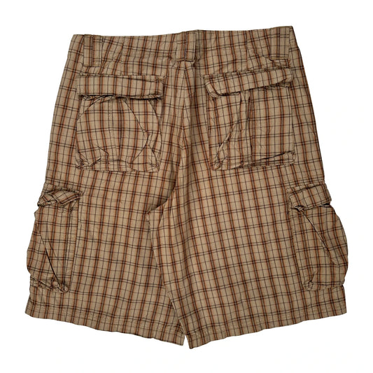 Lee Checked Cargo Shorts - 38W 10L Beige Cotton