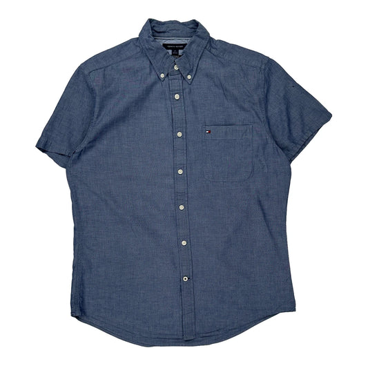Tommy Hilfiger Short Sleeve Shirt - Large Blue Cotton