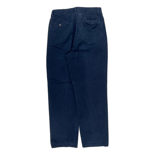 Polo By Ralph Lauren Pleated Trousers - 32W 31L Navy Cotton