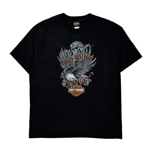 Harley Davidson Graphic T-Shirt - XL Black Cotton