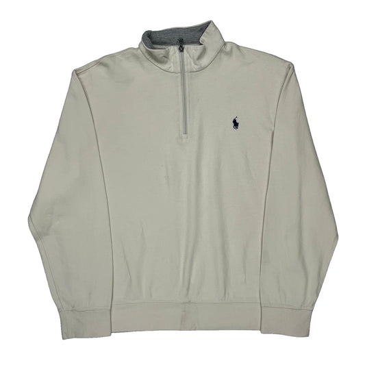 Polo By Ralph Lauren 1/4 Zip - Large Cream Cotton