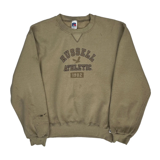 Russell Athletic Sweatshirt - Small Beige Cotton Blend