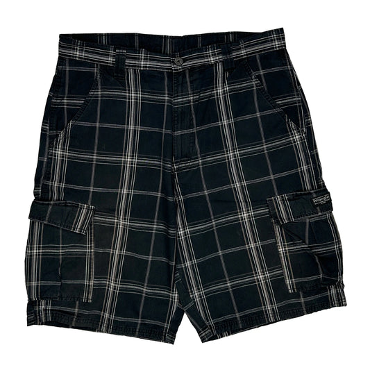 Wrangler Checked Cargo Shorts - 34W 11L White Cotton