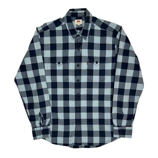 Vintage Levis Checked Flannel Shirt - Medium Blue Cotton