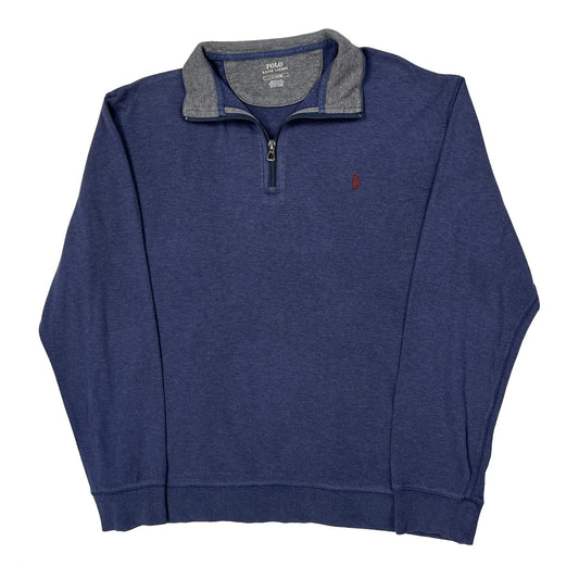 Polo By Ralph Lauren 1/4 Zip - Large Blue Cotton