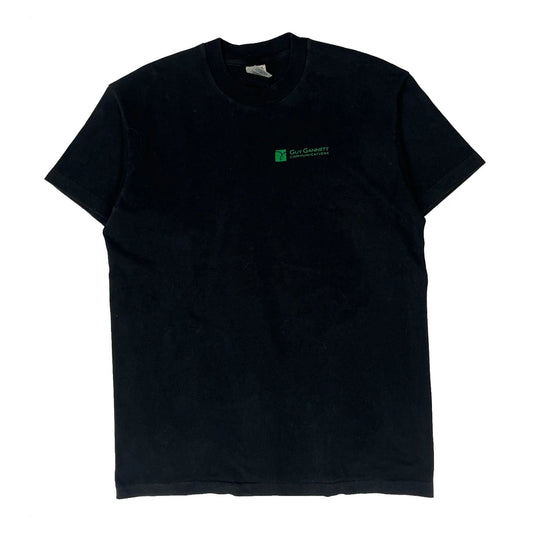 List Of Radio Station Call Letters Printed Down The Back Fruit Of The Loom Graphic T-Shirt - XL Black Cotton