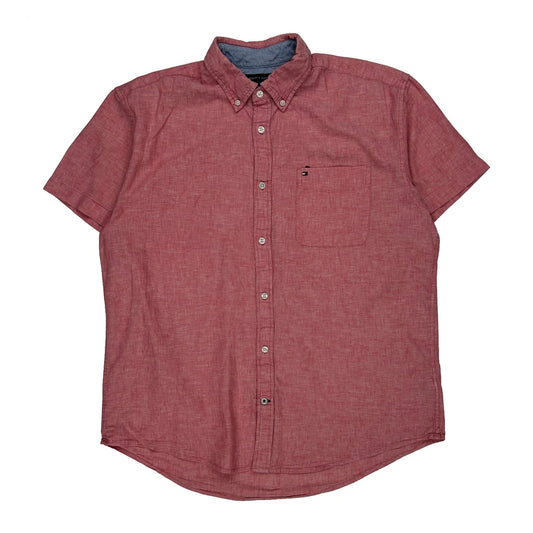 Tommy Hilfiger Short Sleeve Shirt - XL Red Cotton