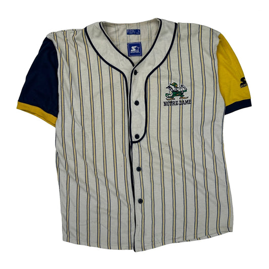Notre Dame Starter Striped Jersey - Large Blue Cotton