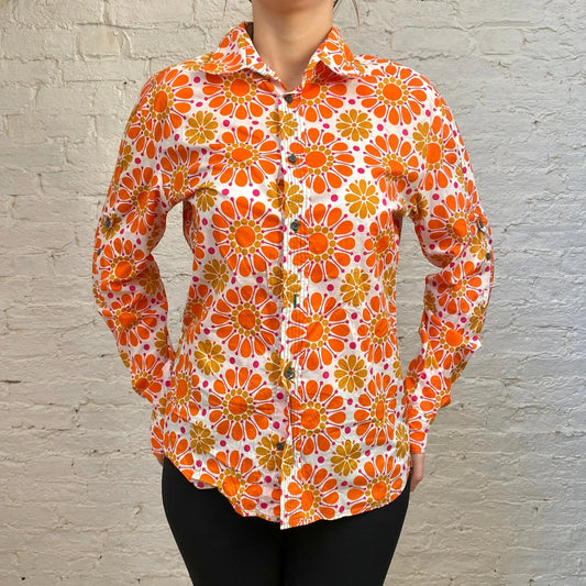 Vintage orange Dolce & Gabbana Patterned Shirt - womens large