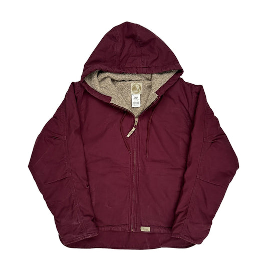 Sherpa Lined Berne Workwear Jacket - Large Burgundy Cotton